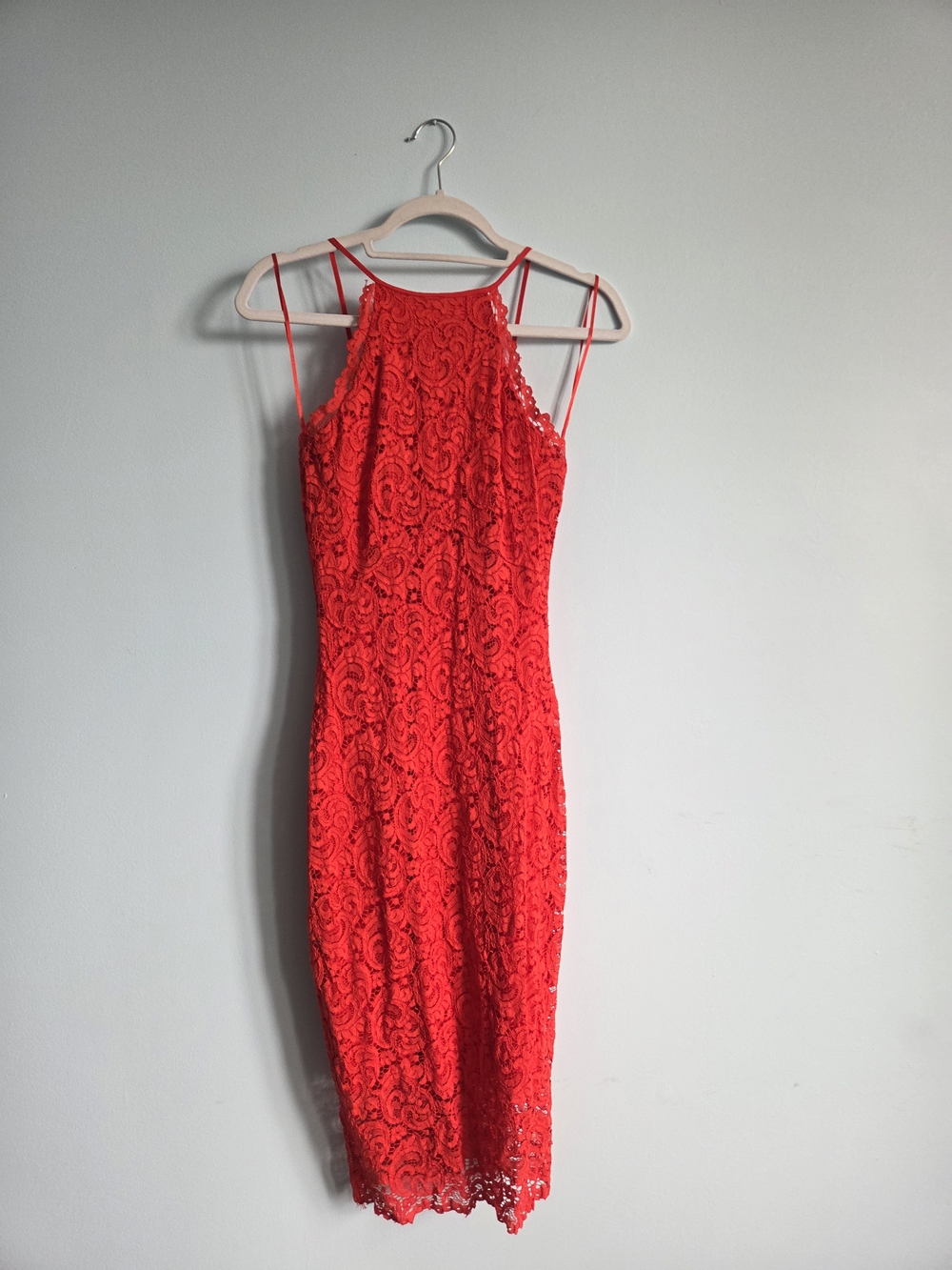 Red Lace Halter Mini Dress